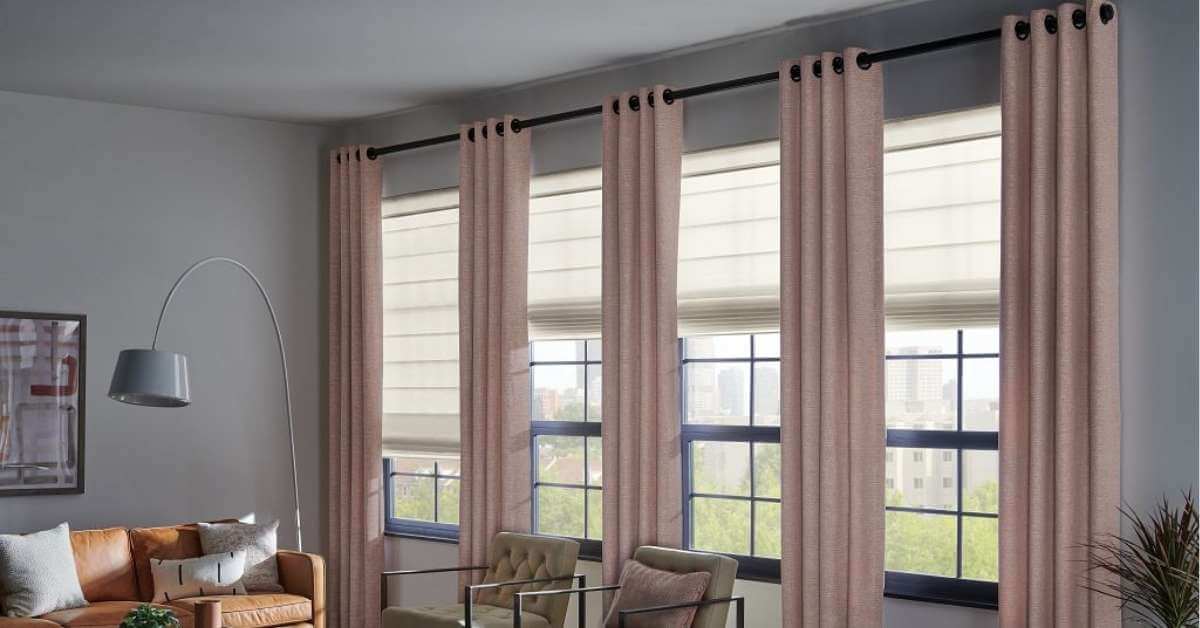 Graber Roman Shades in the living room