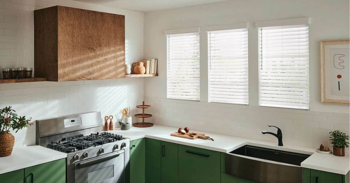 Graber Faux Wood Blinds in the kitchen